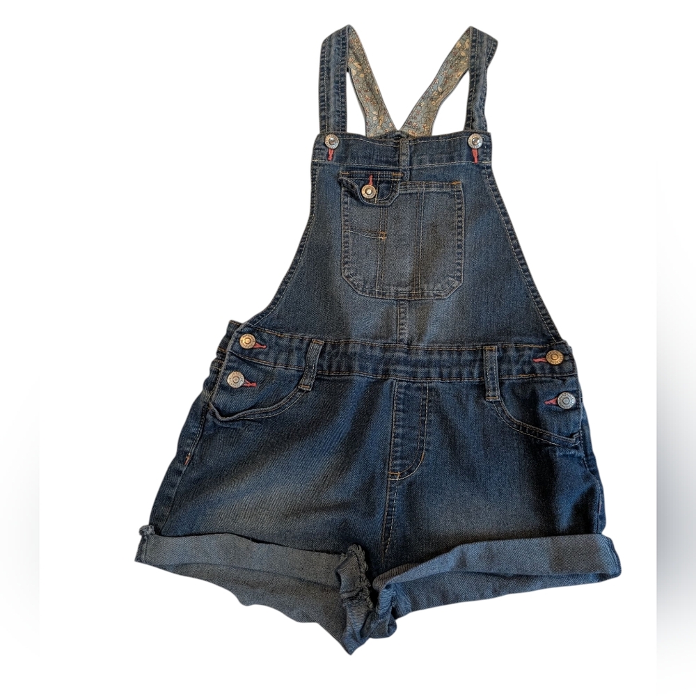 Girls Jordache Overalls Cutoff Raw Hem shorts size XL 14/16 blue jean